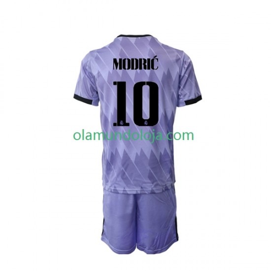 Camisola Real Madrid Modrić 10 Criança Equipamento Segundo 2022-2023 Manga Curta